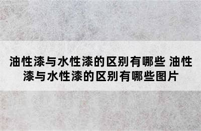 油性漆与水性漆的区别有哪些 油性漆与水性漆的区别有哪些图片